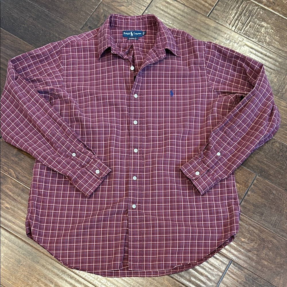 Polo by Ralph Lauren Men's Maroon Plaid Shirt